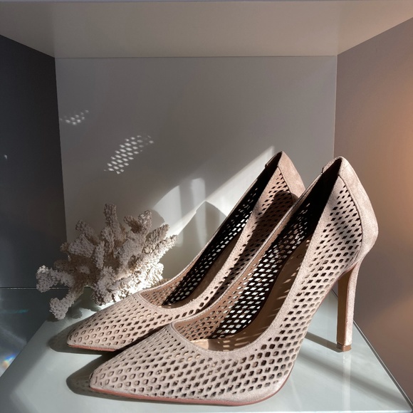 Vince Camuto - Nude Suede Heels - Picture 1 of 5